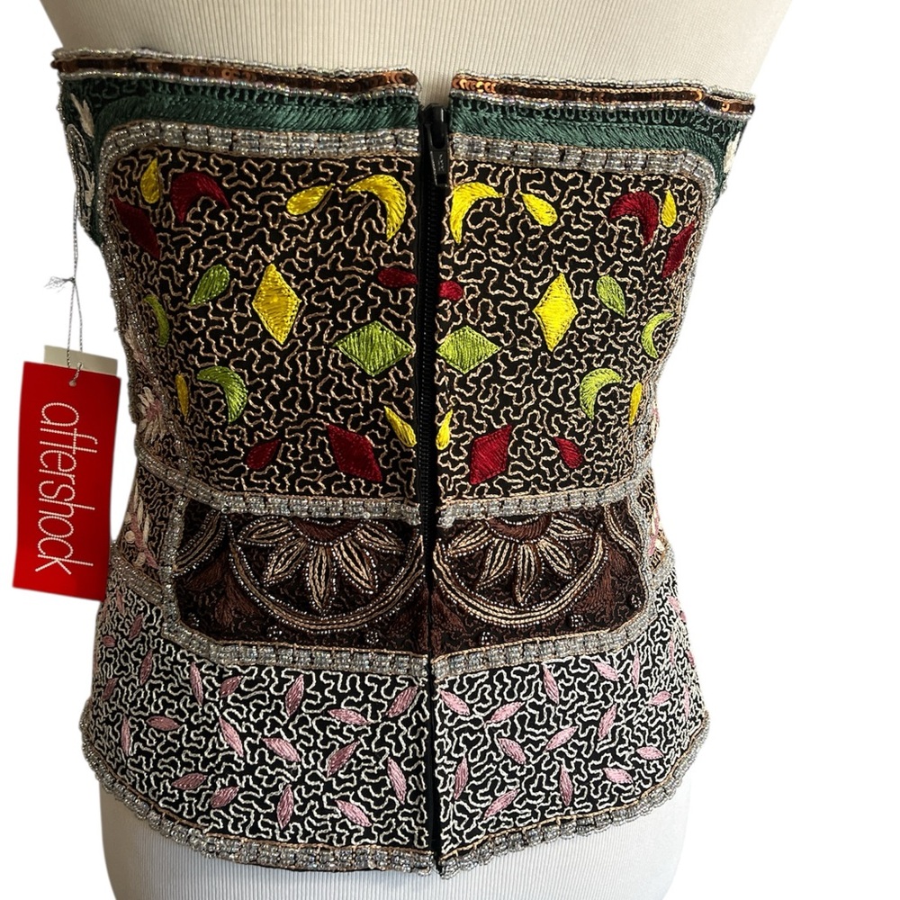 Vintage Anthropologie Aftershock Corset Cami Silk Beaded 90s Party Sexy MoneyNEW - Picture 5 of 17